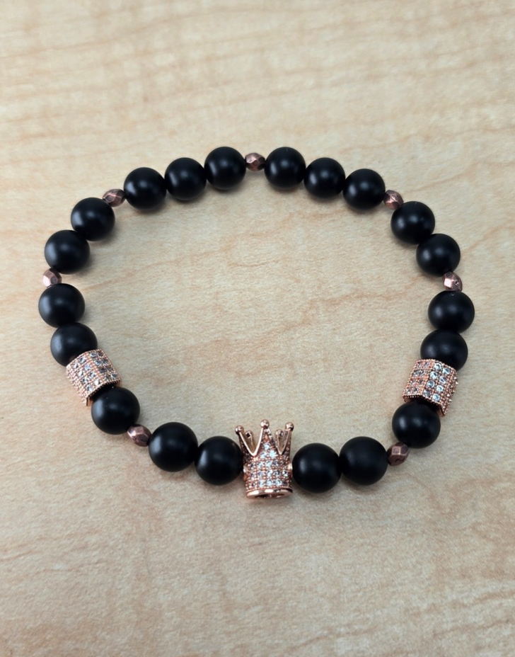 King Bracelet For Men Black and rose gold