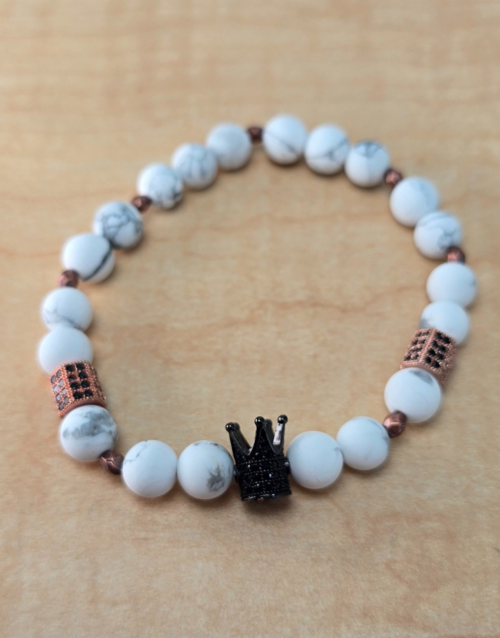 King Bracelet For Men White, Rose Gold & Black