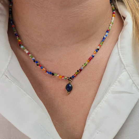 Cuentas Multicolor con Piedra Azul