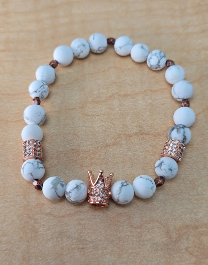 King Bracelet For Men White & Rose Gold