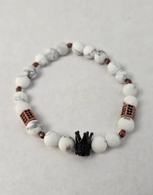 King Bracelet For Men White, Rose Gold & Black