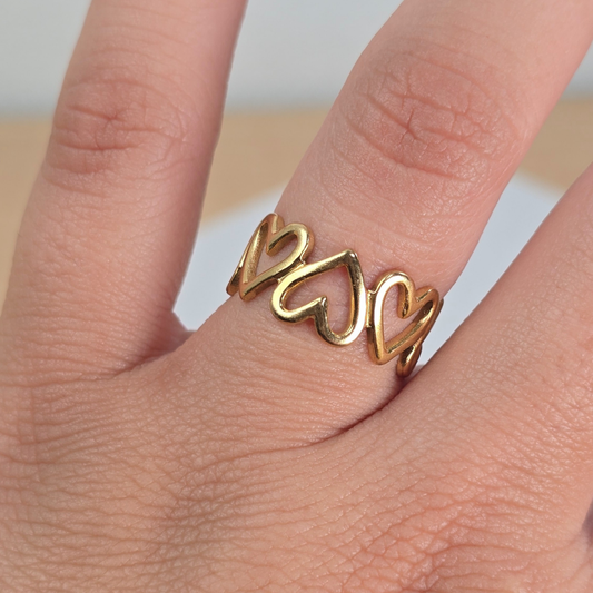 Sortija Corazones Dorados