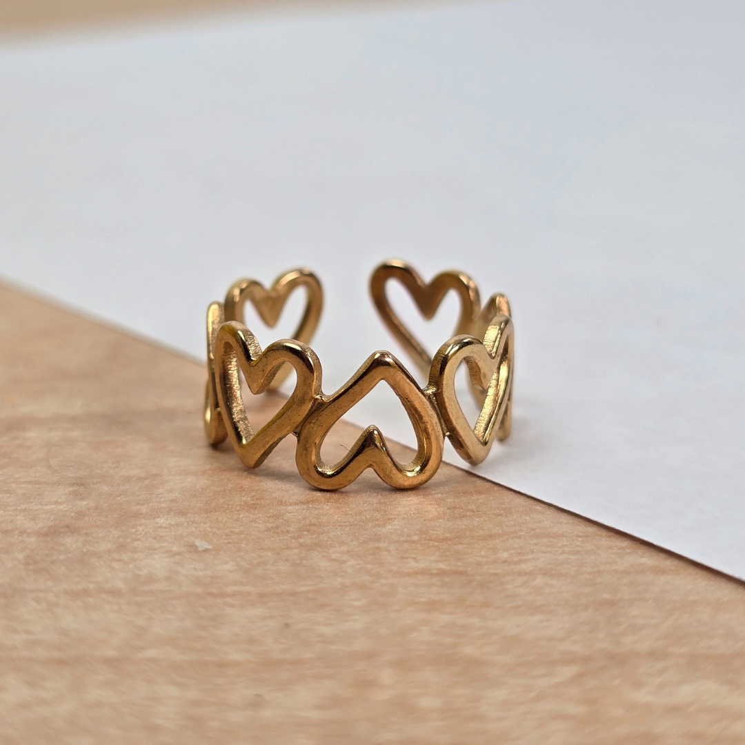 Sortija Corazones Dorados