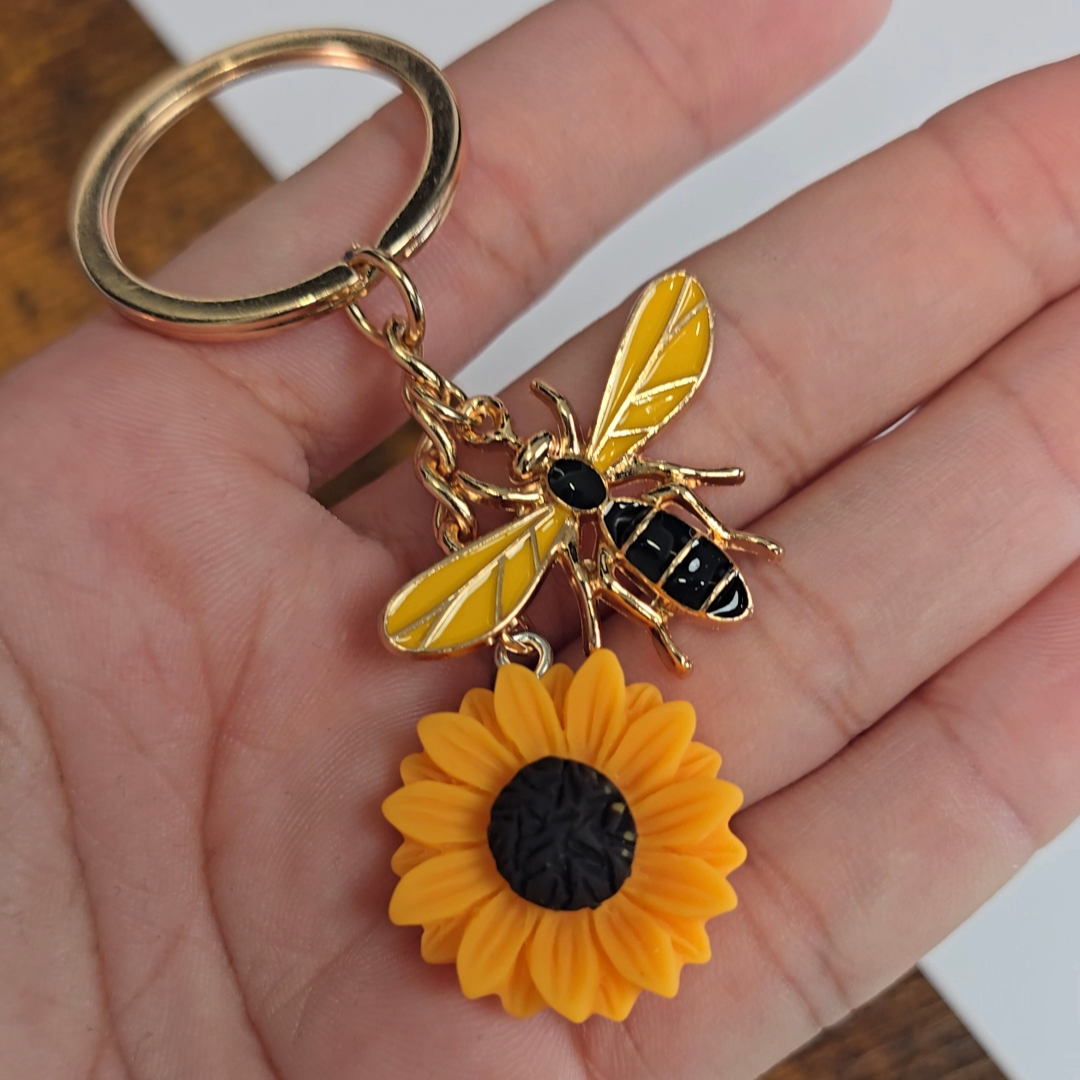 Llavero Girasol y Abejita