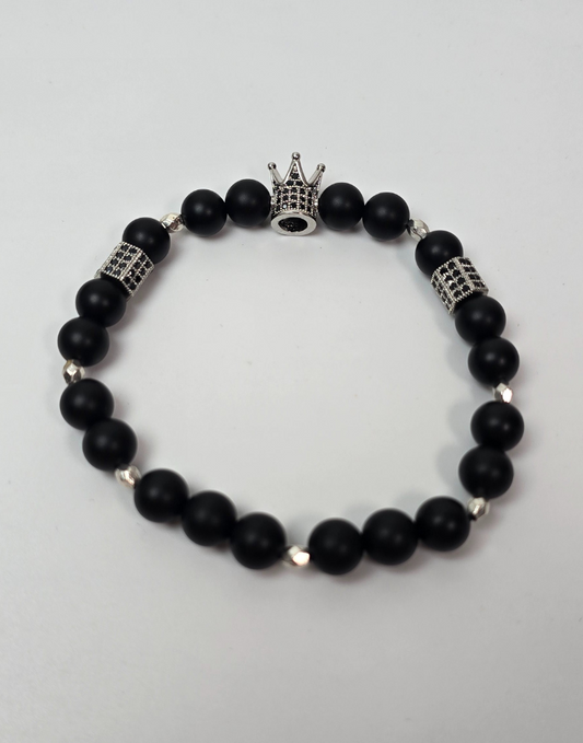 King Bracelet For Men Black & Silver