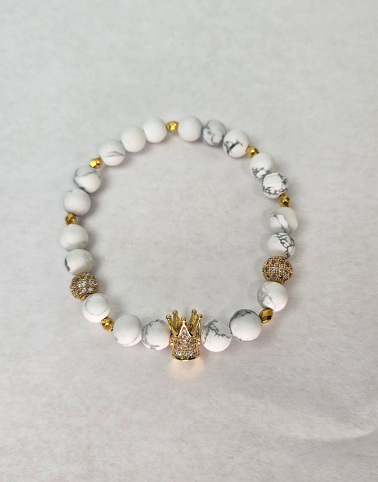King Bracelet For Men White & Gold