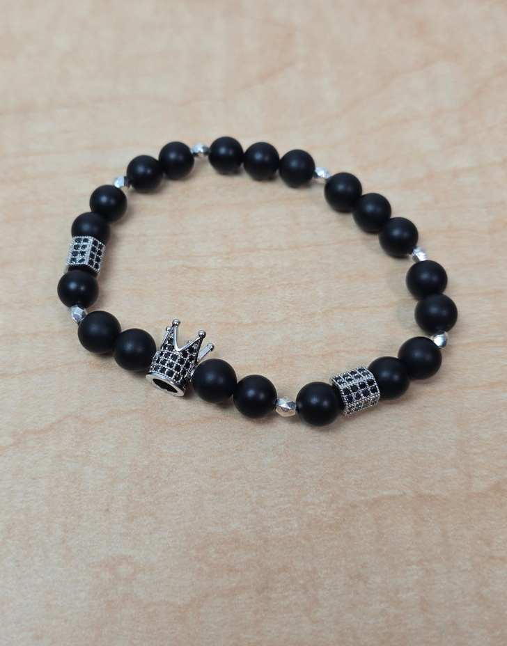 King Bracelet For Men Black & Silver
