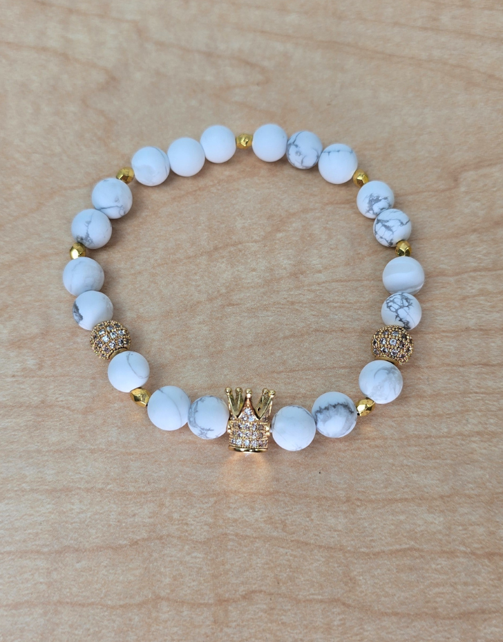 King Bracelet For Men White & Gold