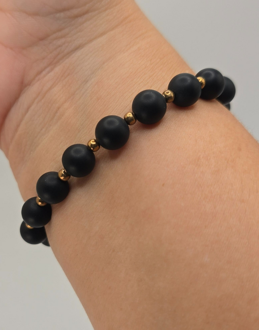 Pulsera Reina Negra y Oro Rosado