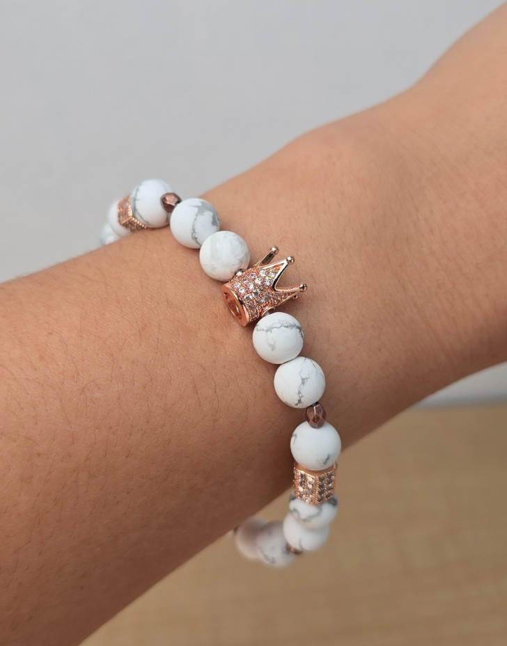 King Bracelet For Men White & Rose Gold