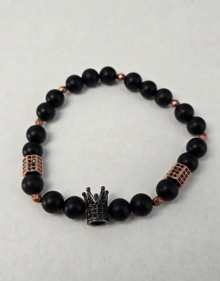 King Bracelet For Men Black & Rose Gold