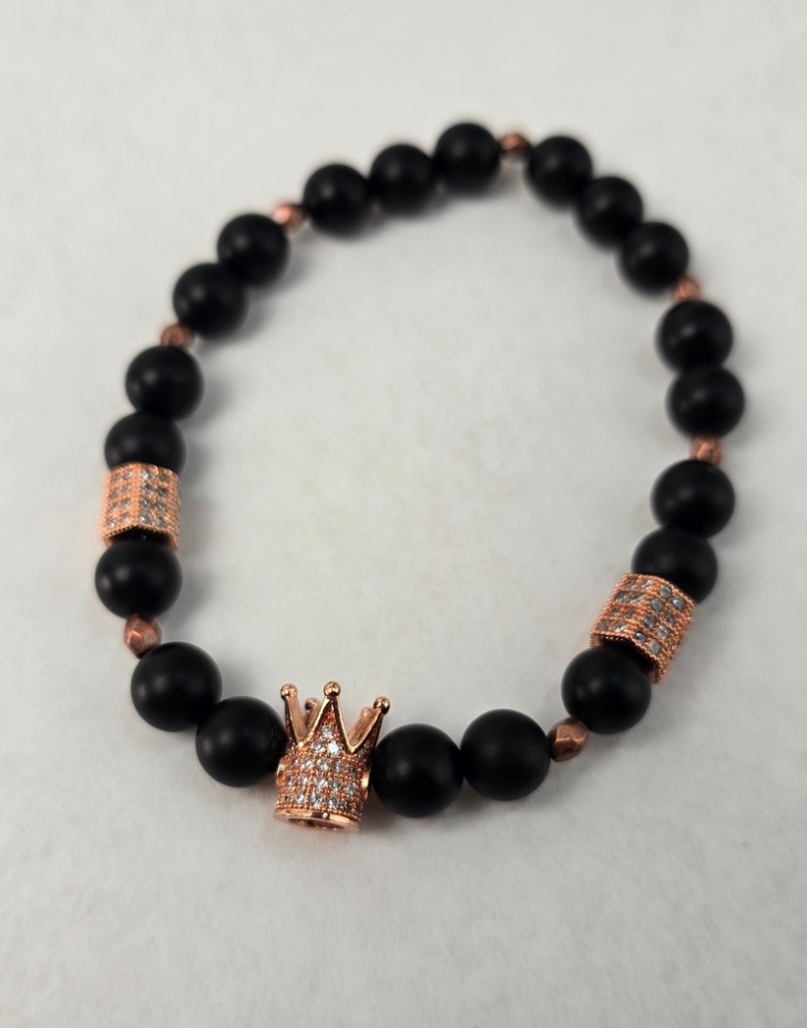 King Bracelet For Men Black and rose gold