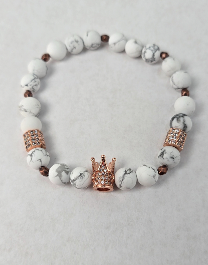 King Bracelet For Men White & Rose Gold