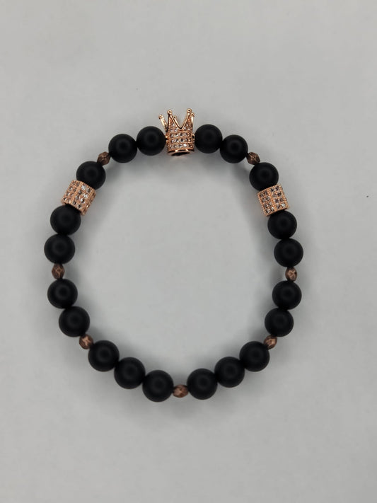 King Bracelet For Men Black and rose gold