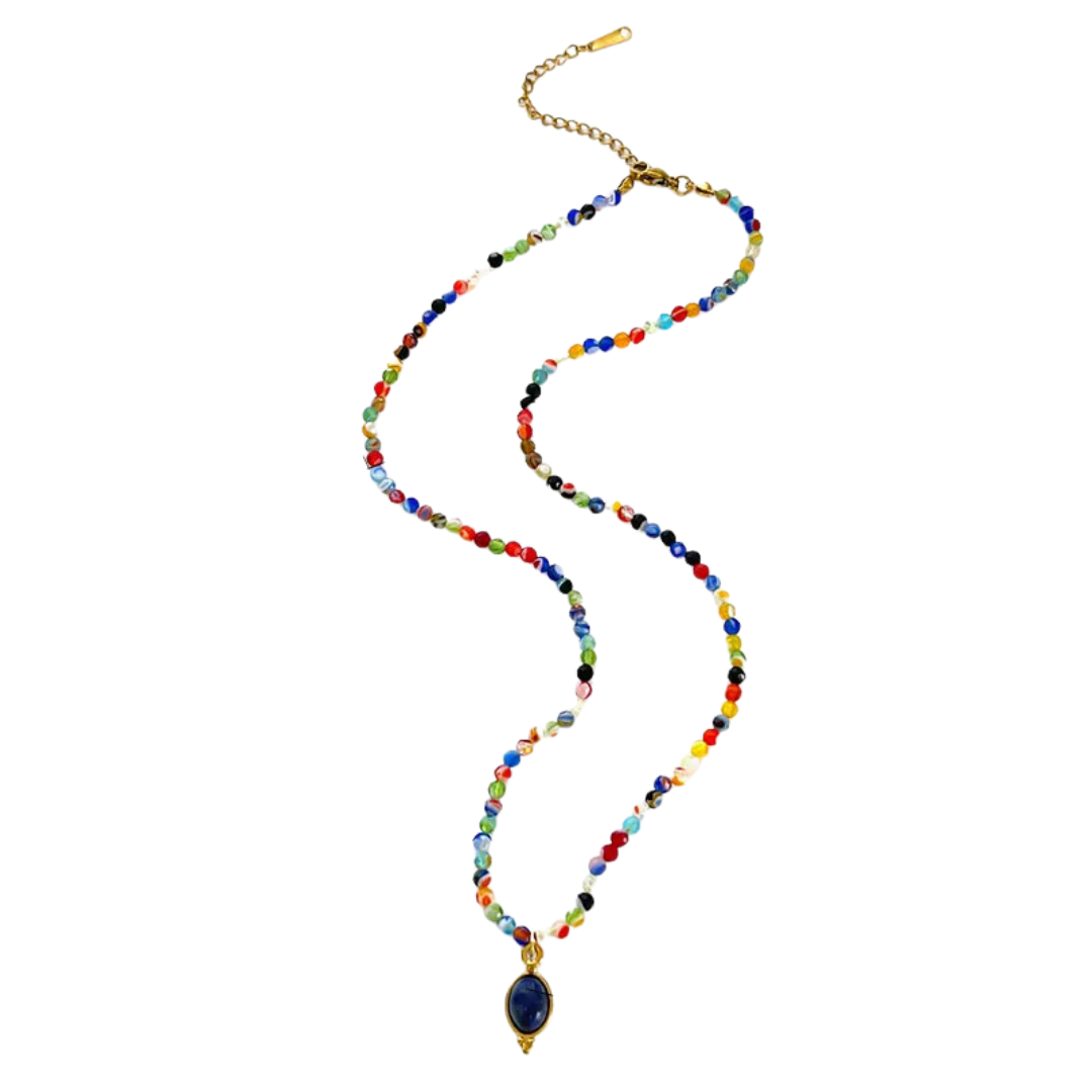 Cuentas Multicolor con Piedra Azul