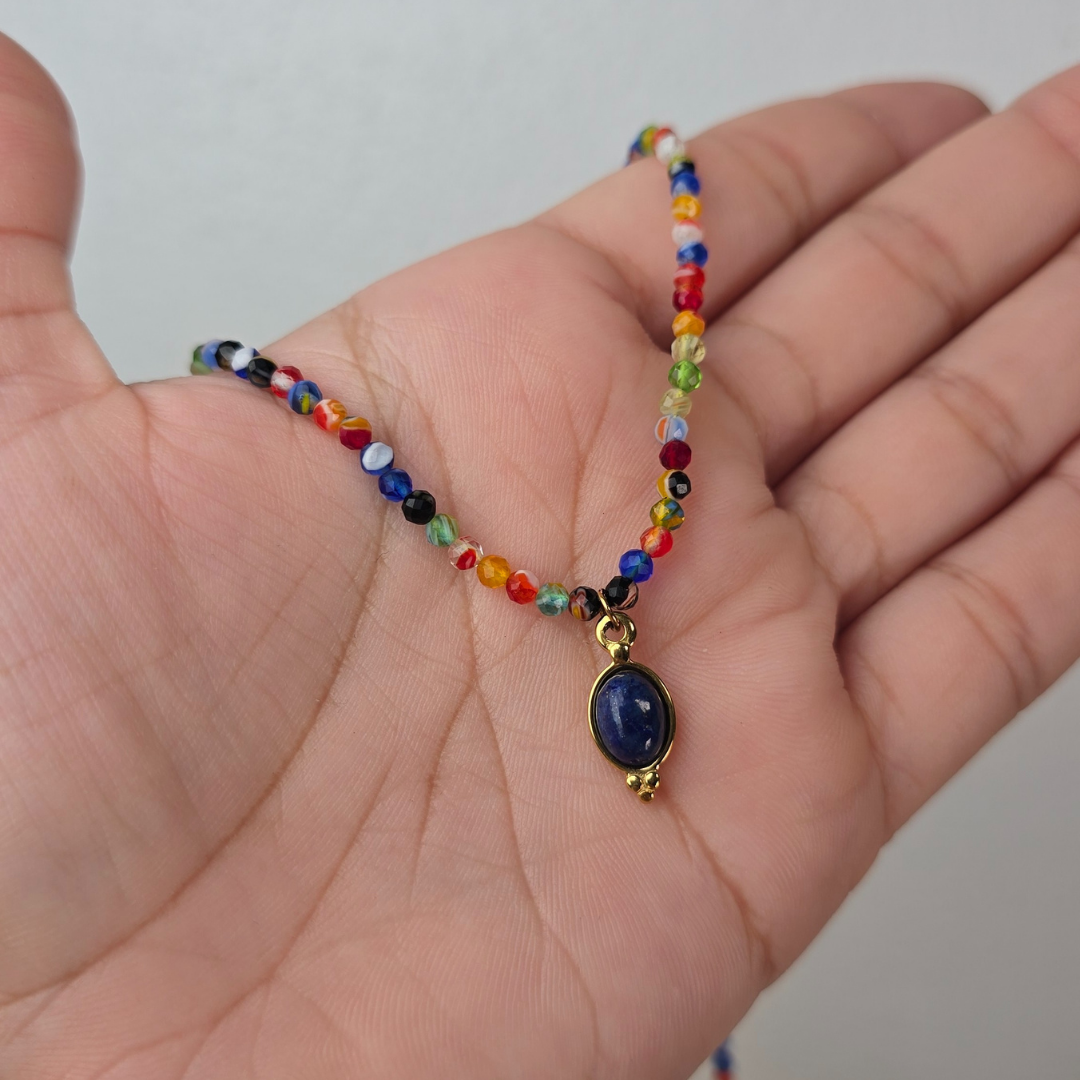 Cuentas Multicolor con Piedra Azul