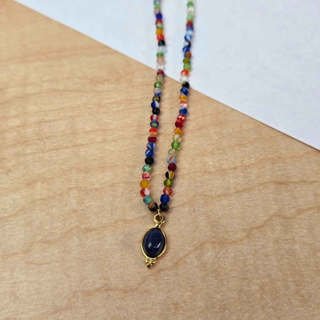 Cuentas Multicolor con Piedra Azul