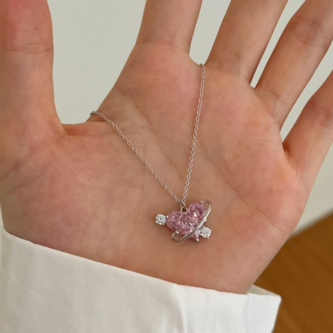 Corazón Galaxia Rosa en Plata de Ley 925