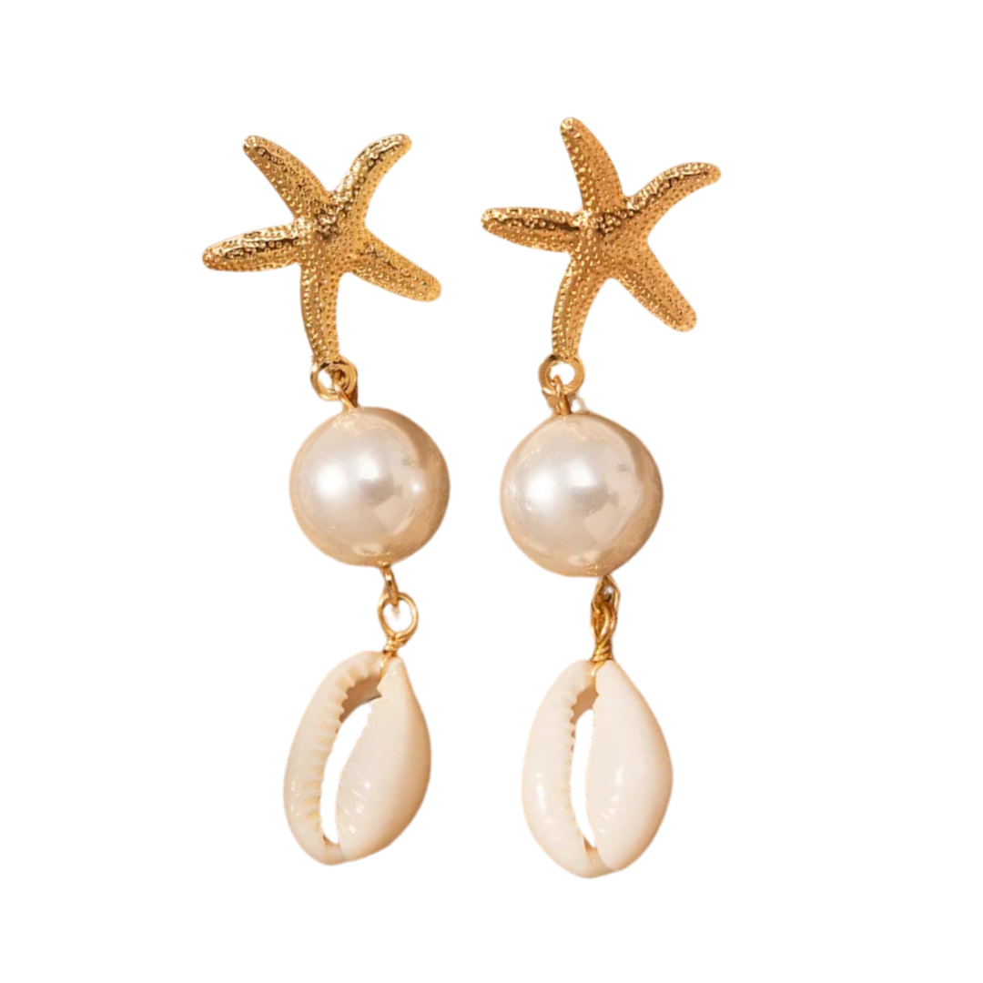 Aretes Estrella de Mar Cowrie