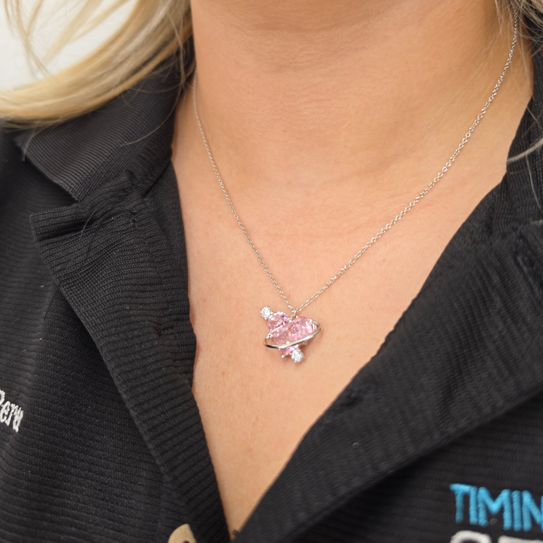 Corazón Galaxia Rosa en Plata de Ley 925