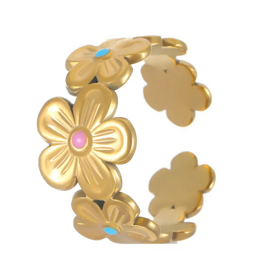 Sortija Flores Doradas