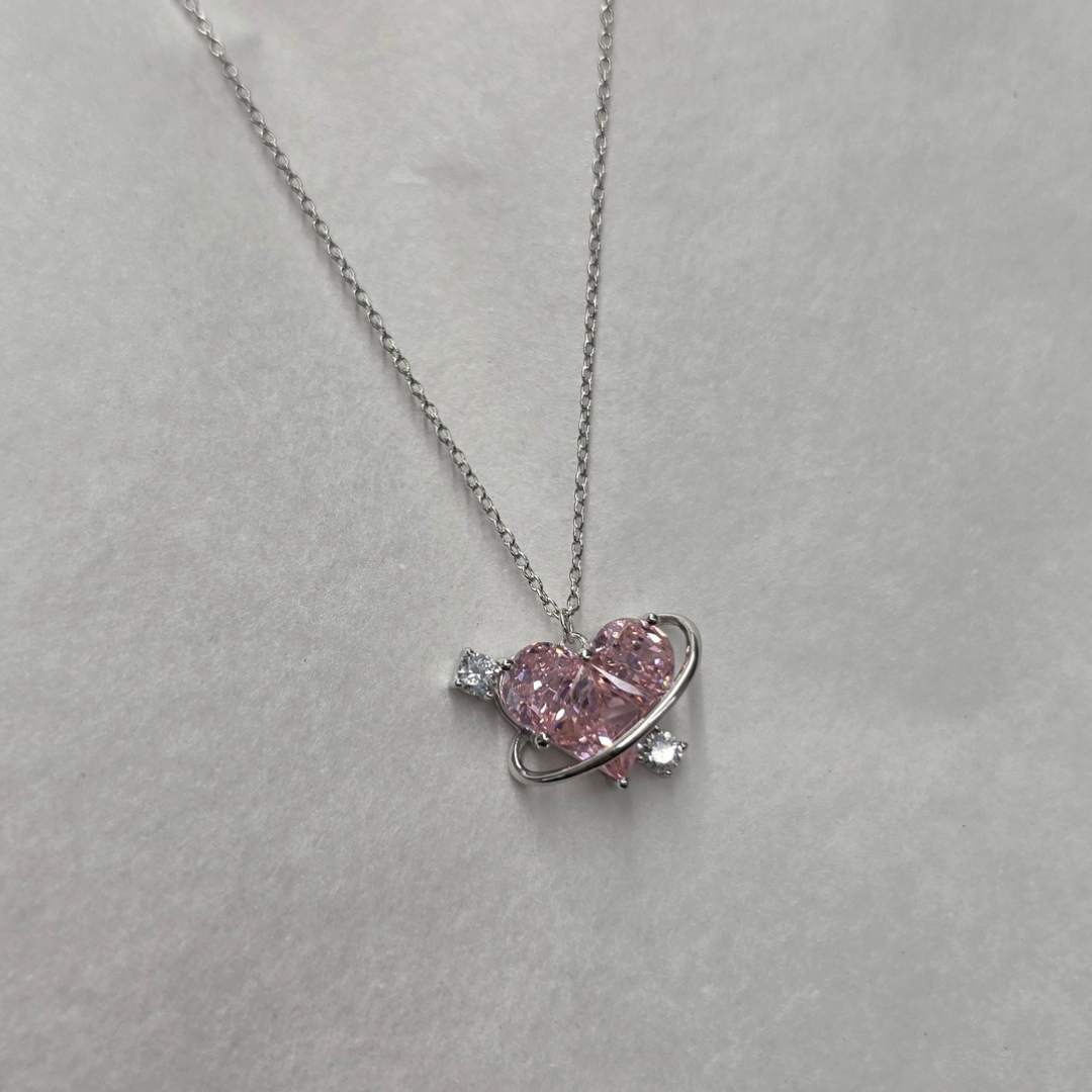 Corazón Galaxia Rosa en Plata de Ley 925