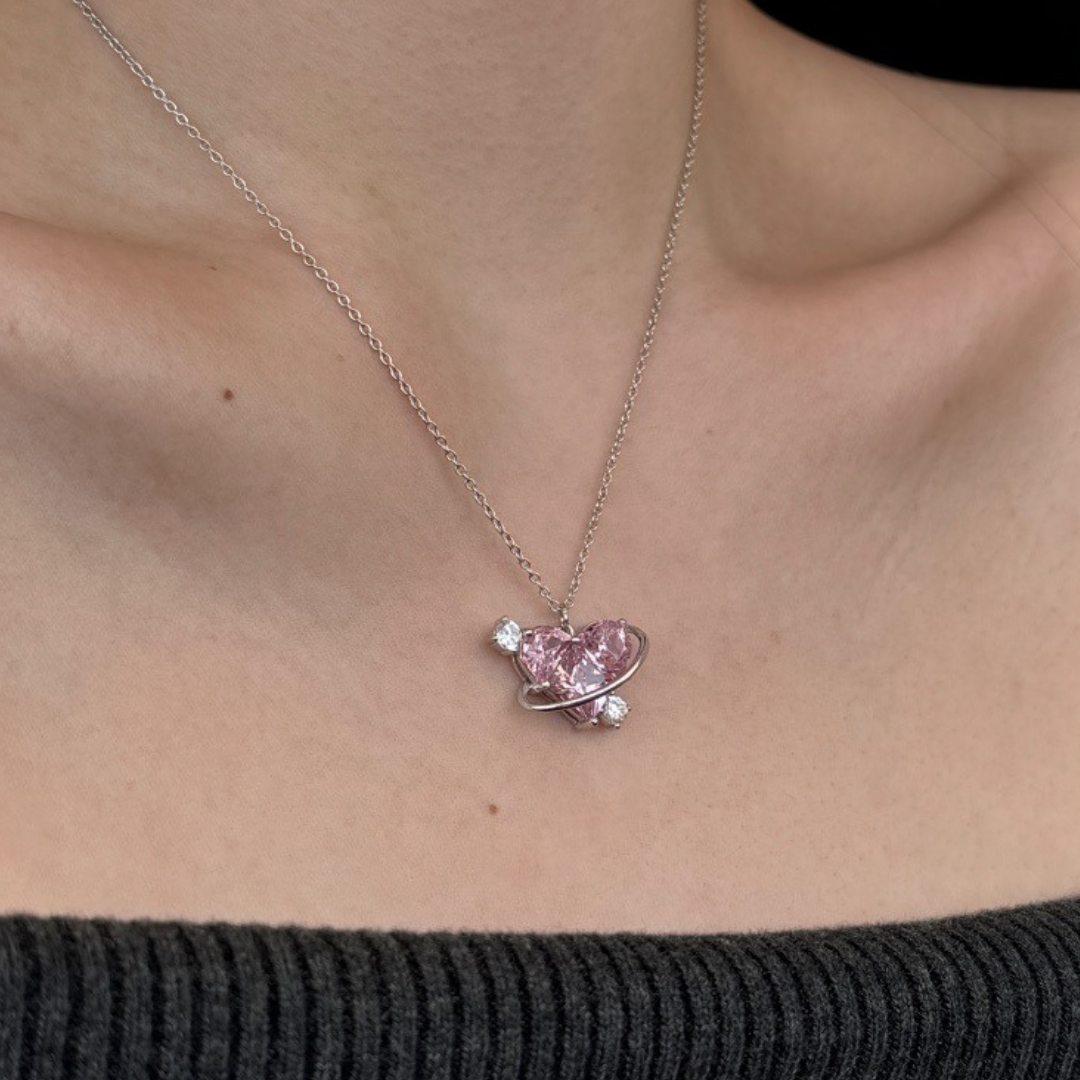 Corazón Galaxia Rosa en Plata de Ley 925