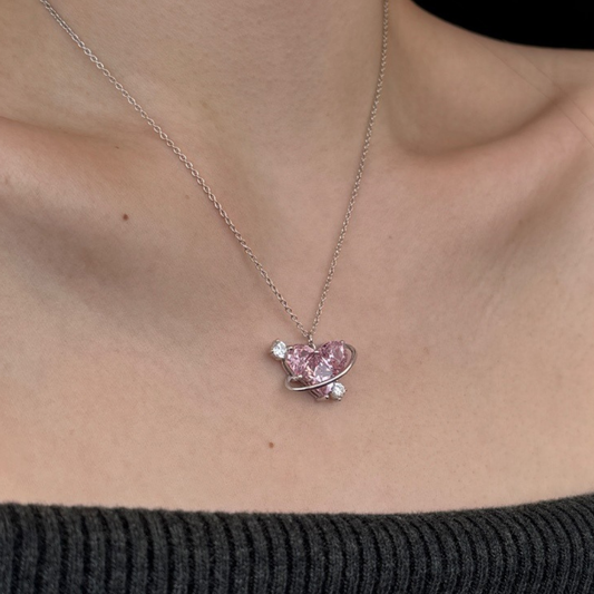 Corazón Galaxia Rosa en Plata de Ley 925