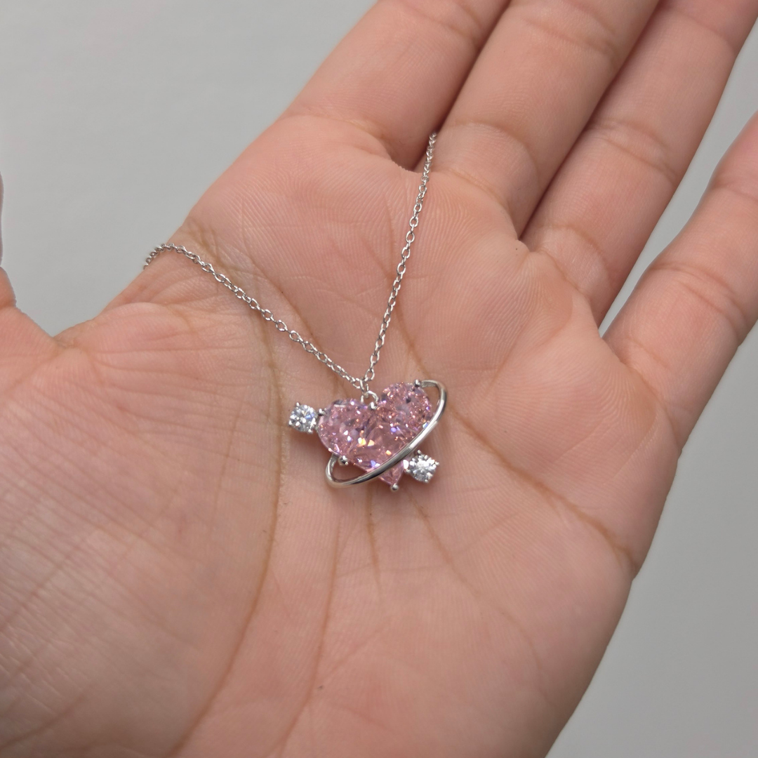 Corazón Galaxia Rosa en Plata de Ley 925