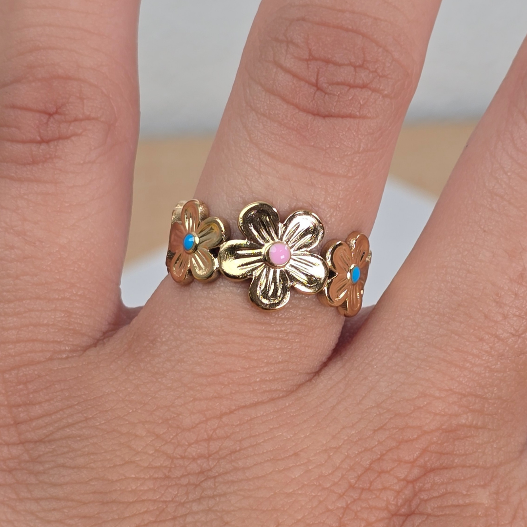 Sortija Flores Doradas