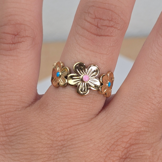 Sortija Flores Doradas