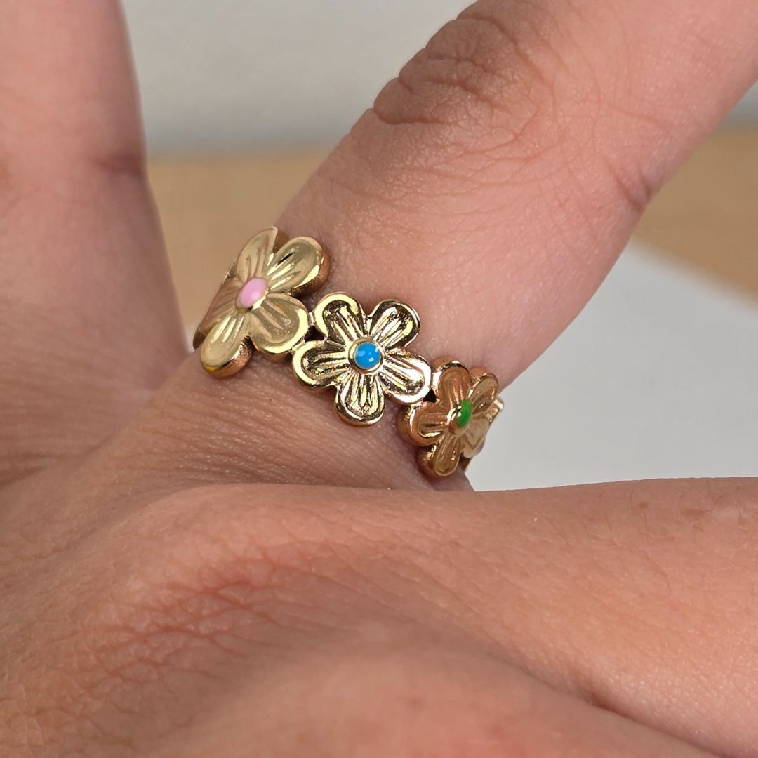 Sortija Flores Doradas