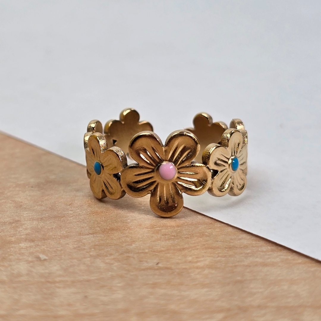 Sortija Flores Doradas