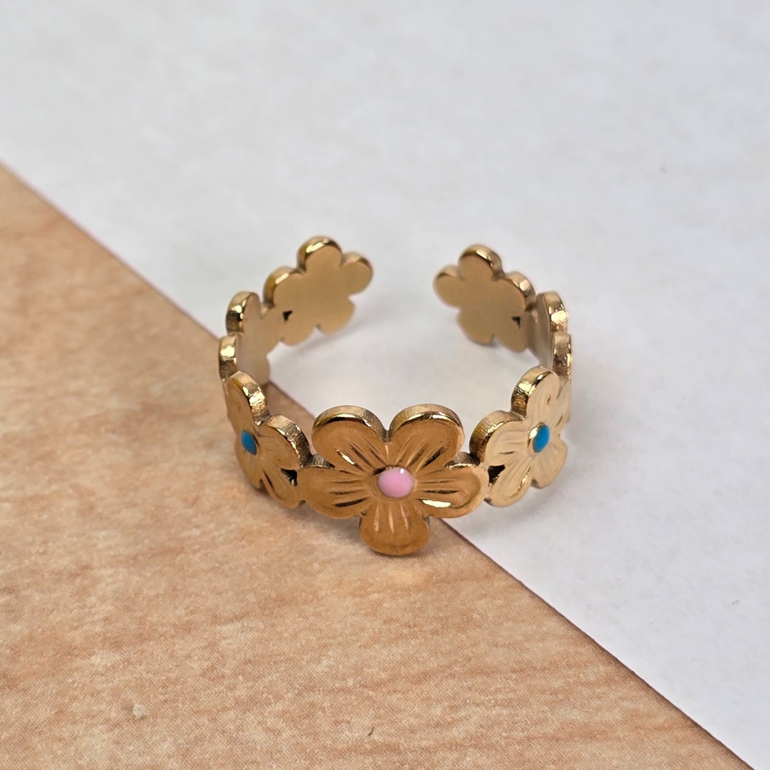 Sortija Flores Doradas