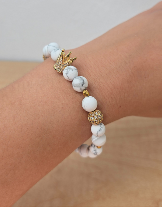King Bracelet For Men White & Gold