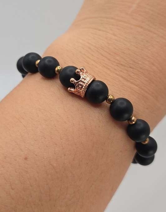 Pulsera Reina Negra y Oro Rosado