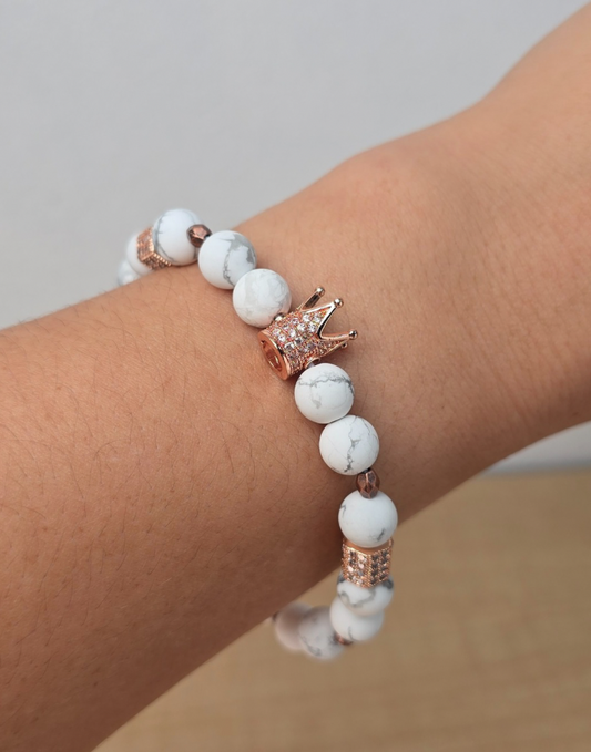 King Bracelet For Men White & Rose Gold