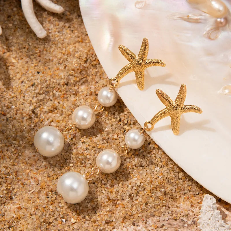 Aretes Estrella de Mar Perlas
