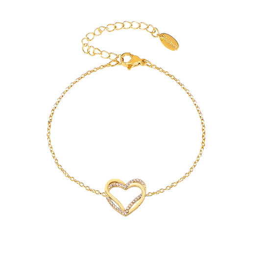 Pulsera Corazón Brillante Dorada