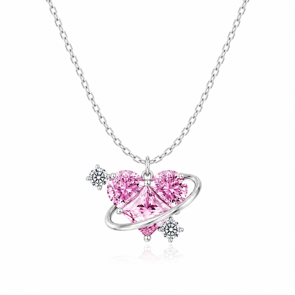 Corazón Galaxia Rosa en Plata de Ley 925