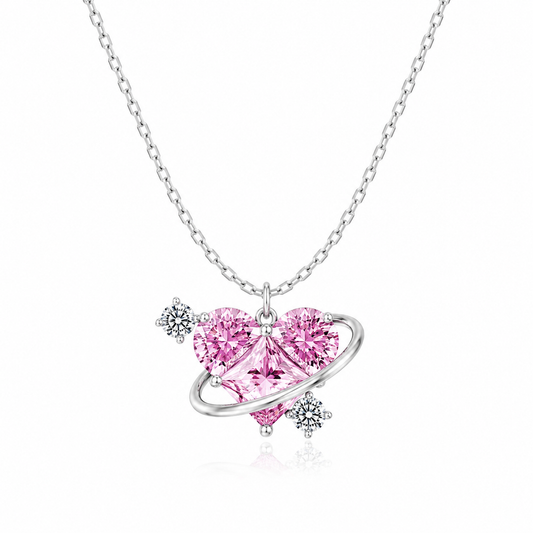 Corazón Galaxia Rosa en Plata de Ley 925