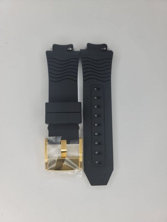 Correa Color negra  cierre color oro 44mm-45mm-46mm