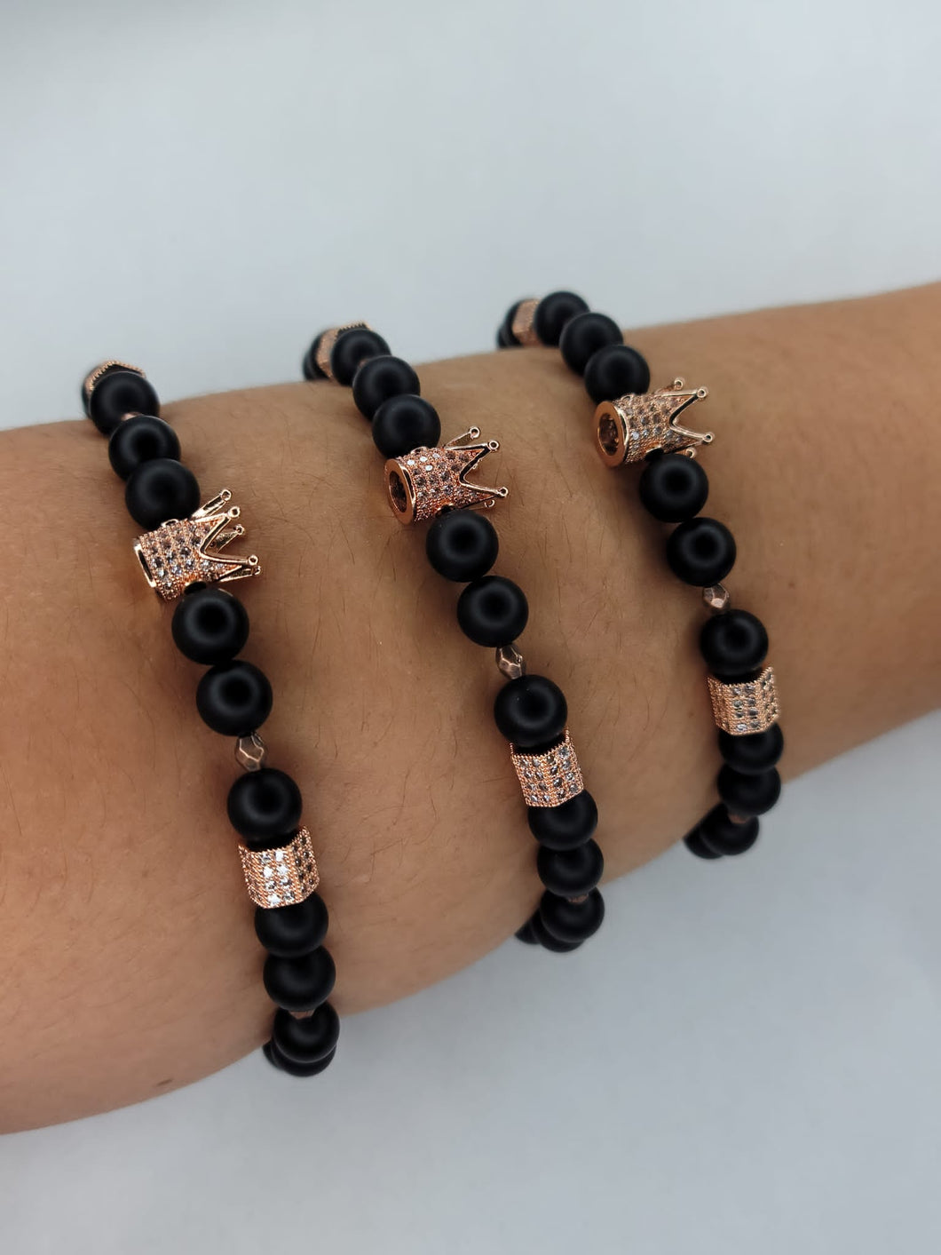 King Bracelet For Men Black and rose gold